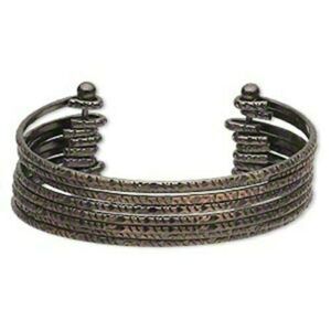 Antiqued Copper 8-Band Carved Victorian Flower Design 39mm Wide Cuff Bracelet